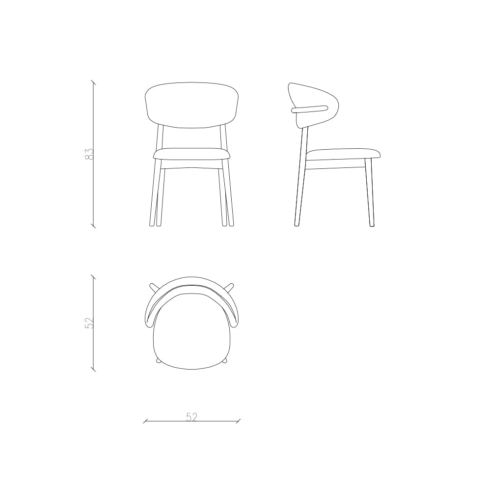 Afmetingen van Takum eetkamerstoel